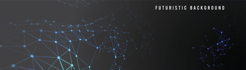 Poster - Background design of abstract digital technology with network connection lines. Modern Background design in gradient of gray and black.