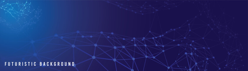 Fototapete - Background design of abstract digital technology with network connection lines