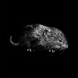 vole hand drawing vector isolated on black background.