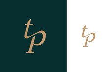 Elegant Simple Minimal Luxury Serif Font Alphabet Letter T P Monogram Logo Design