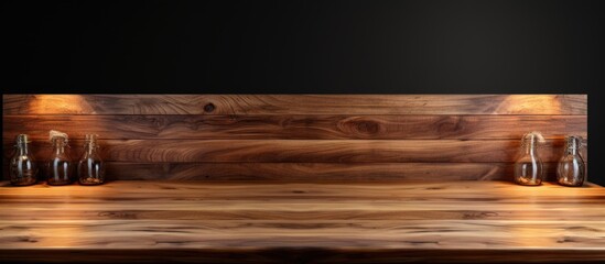Poster - The background of the bar display and wood countertop exhibits a distinct wood texture
