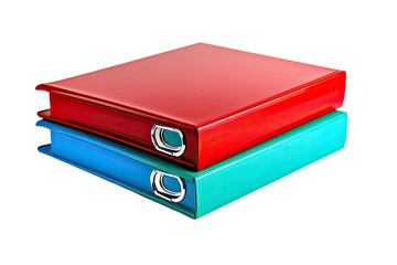 Wall Mural - Stacked red, green and blue ring binders. Isolated on a white background