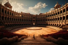 Spectacular Bullfighting Arena, Highlighting The Grandeur Of The Sport During The Festival, Generative AI