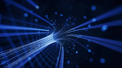 Poster - Flowing digital lines with cyberspace background, 3d rendering.