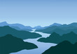 © Fajarhidayah11 - River and nature. Illustration of vectors in flat style.