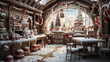 Inside Santas Workshop Made of Gingerbread and Candy