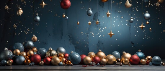 Wall Mural - Christmas decorations and lights web banner