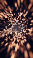 Poster - Flowing digital particles background, 3d rendering.