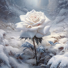 Poster - rose and snow