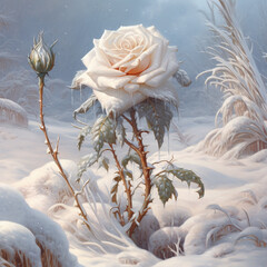 Poster - rose and snow