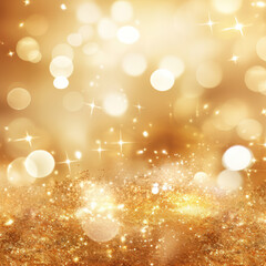 Wall Mural - Golden sparkle glitters with bokeh effect background in New year mood