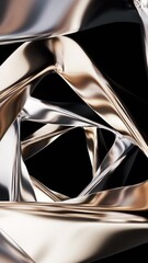 Poster - Metallic golden curve geometry background, 3d rendering.