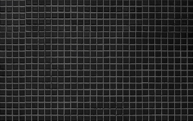 Wall Mural - Dark black ceramic wall chequered and floor tiles mosaic background in bathroom. Design pattern geometric with grid wallpaper texture decoration pool. Simple seamless abstract surface grunge.