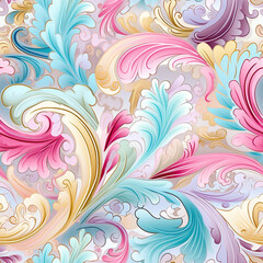 Poster - pastel paisley fractals seamless