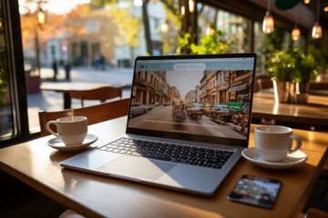 Laptop screen displaying an engaging slide from a business webinar presentation, Generative AI