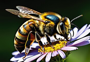 Wall Mural - An isolated image of a bee, showcasing its stunning features and importance in pollination.