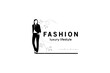 Vector silhouette of a beautiful woman in a neat suit, women's formal fashion logo