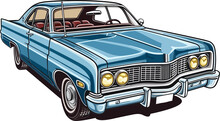 Plymouth Fury Vintage Car Illustration ,Old Vintage Car Illustration