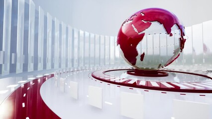 Global news studio background 4k