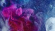 Vertical video. Smoke cloud background. Ethereal aura. Blue pink white glitter ink hypnotic abstract explosion spreading in water in creative art.