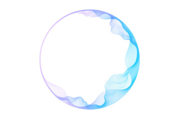 Poster - Vector abstract circles lines wavy in round frame colorful blue purple gradient isolated on transparent background with empty space for text