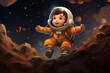 illustration of a small child astronaut in space