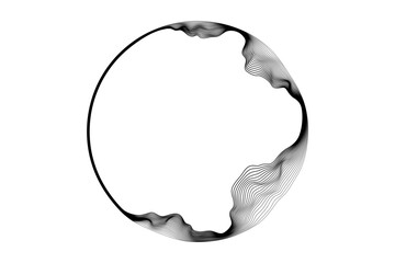 Aufkleber - Abstract circle round frame by lines wavy flowing black gradient isolated on transparent background. Vector in concept modern, technology, science, music.