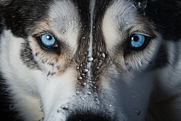 Wall Mural - Close-up shot of a husky dog's blue eyes