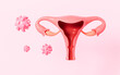 Virus attack uterus, hpv infection, female reproductive system, 3d rendering.