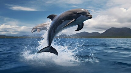 Wall Mural - a whale jumping out of the water