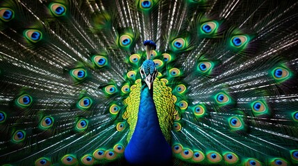 Wall Mural - a peacock with its feathers spread