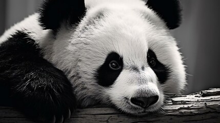 Wall Mural - a panda lying on a log