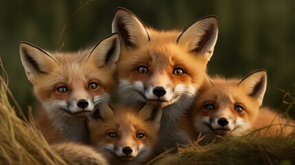 Wall Mural - a group of foxes