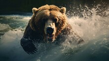 A Bear Swimming In Water