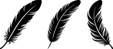 Feathers Black Bird Feather Silhouette Logo Vector Set