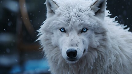 Wall Mural - a white wolf with blue eyes