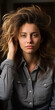 Hübsche Junge Frau Gesichtsausdruck mit schweren Depressionen Porträt Hochformat, ai generativ