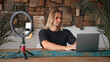 American freelancer home distant work. Busy person typing computer macbook cowork cafe. Boss man look screen monitor. Male guy sit study office. Long hair people use laptop. Online remote internet job