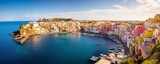 Fototapeta Uliczki - beautiful italian island procida famous for its colorful marina, tiny narrow streets and many beaches, Generative AI