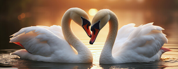 Wall Mural - two swans, AI generated