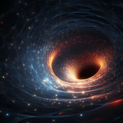 Wall Mural - a black hole with a glowing constellation of various colors revolves around a black hole in the univ