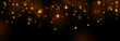 Glowing golden hanging stars and shiny particles abstract background. New Year and Christmas vector graphic banner design