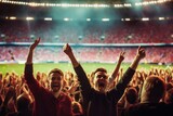 Fototapeta Sport - football or soccer fans at a game in a stadium, Generative AI