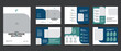 business company profile multipurpose brochure template with blue geometric premium shape illustrator vector 