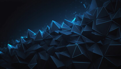 Fototapete - Digital Dreams: Glowing Triangular Texture in Dark Blue