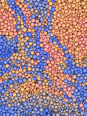 Poster - Pattern of multicolored spherical particles. Futuristic background. 3d rendering design. Digital illustration