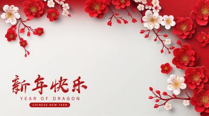 Wall Mural - Translation : Chinese New Year 2024 Year of the Dragon. Chinese Zodiac Template, Poster Banner Flyer for Chinese New Year Illustration