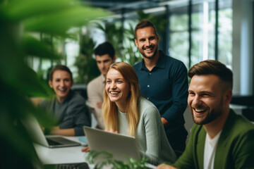 Group of business people and software developers working as a team in office