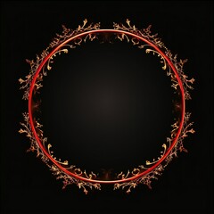 Empty red Christmas circle design element flat style on black background Generative AI 