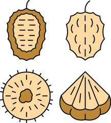 Poster - Soursop icons set. Outline set of soursop vector icons thin line color flat on white